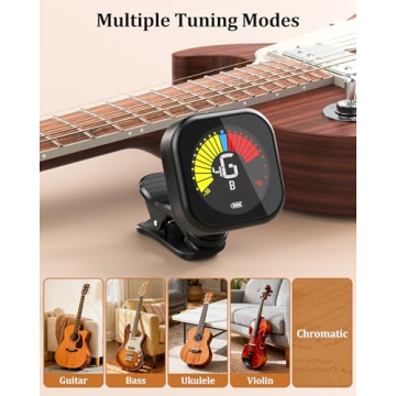 Rechargeable Clip-On Guitar Tuner with Rotatable Display