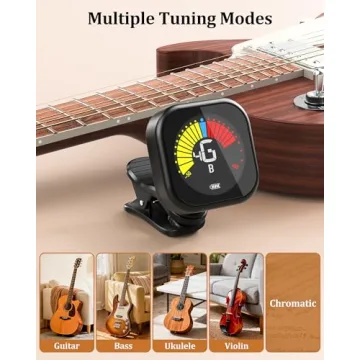 Rechargeable Clip-On Guitar Tuner with Rotatable Display