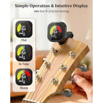 Rechargeable Clip-On Guitar Tuner with Rotatable Display