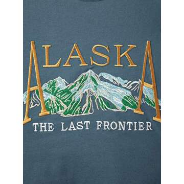 WDIRARA Women's Alaska Letter Print Pullover Round Neck Casual Long Sleeve Sweatshirt Blue L