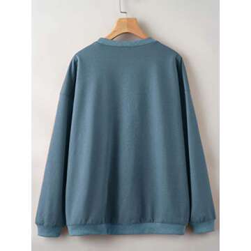 WDIRARA Women's Alaska Letter Print Pullover Round Neck Casual Long Sleeve Sweatshirt Blue L