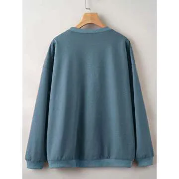 WDIRARA Women's Alaska Letter Print Pullover Round Neck Casual Long Sleeve Sweatshirt Blue L