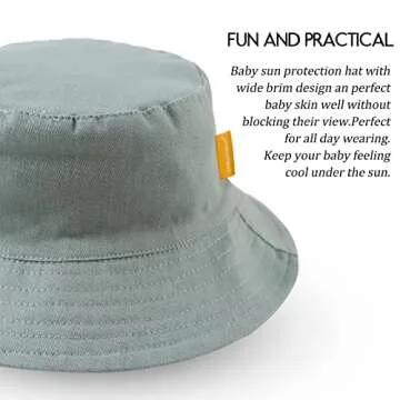 Cotton Baby Sun Hat Infant Toddler Boys Girls Bucket Hats Summer Sun Protection Kids Beach Caps (Green, 48cm)