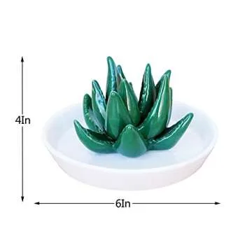 PUDDING CABIN Succulent Ring Holder Dish Cactus Gift for Women Birthday Gift for Mom Friend Bridesmaid Wedding Christmas Valentines Housewarming Gift, Decorative Cacti Decor for Home Gifts