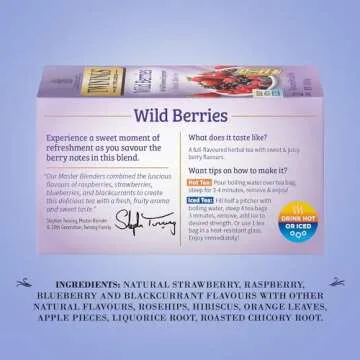 Twinings Wild Berries Tea - A Naturally Caffeine-Free Herbal Tea Bursting with Fresh & Uplifting Berry Tea Flavours, Individually Wrapped Tea Bags, 20 Count (Pack of 2)