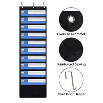 Eamay Hanging File Folder Organizer Wall Mounted - 10 Pockets Wall File Folders, Office Supplies File Document Organizer Holder Pocket Chart for Offices, Classroom or Home Use