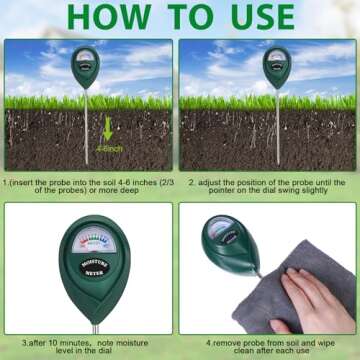 Saysurey 10 Pack Soil Moisture Meter Plant Water Meter for House Plants Soil Hygrometer Sensor Care Tester Test Kit Gardening, Farming Indoor or Outdoor Use, No Battery Required (White, Green)