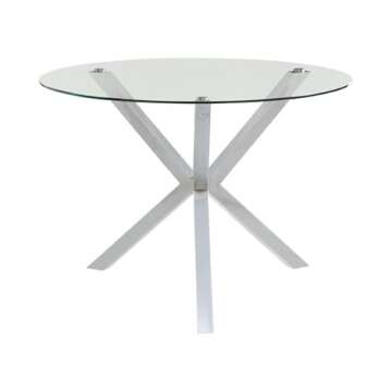Coaster 120760-CO Vance Contemporary Glass Top Round Dining Table, in Chrome.