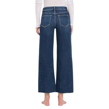 Lovervet by VERVET Women's Tummy Control Mid-Rise Wide Leg Jeans in Finders Keepers (26,Finders Keep...