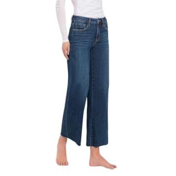 Lovervet by VERVET Women's Tummy Control Mid-Rise Wide Leg Jeans in Finders Keepers (26,Finders Keepers)