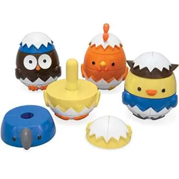 Easter Egg Stacking & Sorting Toys, Mix & Match Educational Hatching Farm Animal Eggs 4 Pack- Owl Duck Chicken Bluejay- Creative & Imaginative, Kids Hands On Building Play, Toddler Basket Stuffer Gift