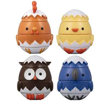 Easter Egg Stacking & Sorting Toys, Mix & Match Educational Hatching Farm Animal Eggs 4 Pack- Owl Duck Chicken Bluejay- Creative & Imaginative, Kids Hands On Building Play, Toddler Basket Stuffer Gift