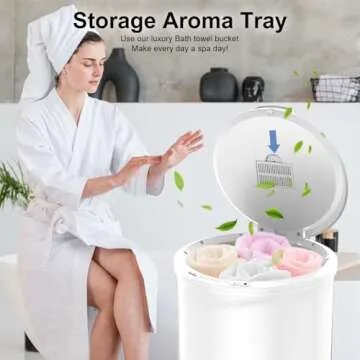 Trydow Ultra Large Capacity Towel Warmer Bucket, Rapid Heating with Timer, One-Button Control, Safety Lock, Perfect for Home and Spa