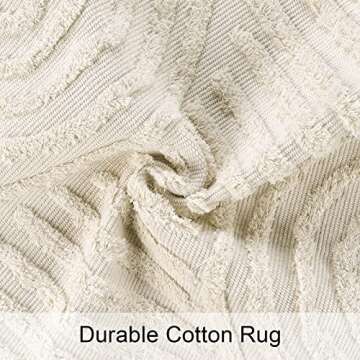 Lanffia Boho Bathroom Rug 2' x 3', Washable Small Front Entryway Rug, Beige Hand-Woven Tufted Cotton Rainbow Rug with Tassels Farmhouse Kitchen Rugs for Foyer Bedroom Back Door Decor