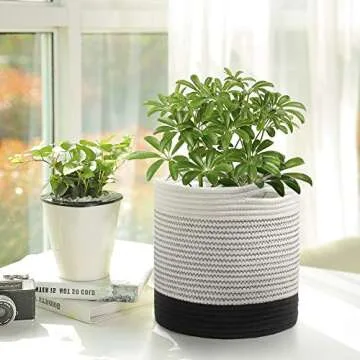Stylish TIMEYARD Woven Cotton Rope Plant Basket for Home