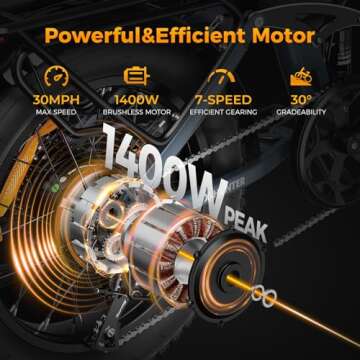 Jasion X-Hunter Electric Bike for Adults,1400W Peak Motor 30MPH Max Speed 48V 13AH Removable Battery...