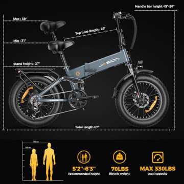Jasion X-Hunter Electric Bike for Adults,1400W Peak Motor 30MPH Max Speed 48V 13AH Removable Battery, Full Suspension System Design,20''*4.0 Fat Tire Foldable Ebike,7-Speed Bicycles,Blue