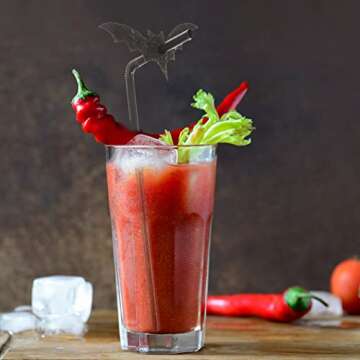 Amosfun 50 Sets Bat Straws Plastic Straws for Drinking Halloween Party Supplies