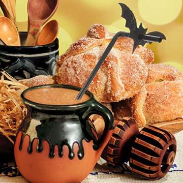 Amosfun 50 Sets Bat Straws Plastic Straws for Drinking Halloween Party Supplies