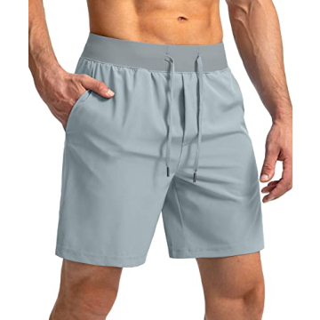 Men's Running Shorts with Zipper Pockets 7 Inch Lightweight Quick Dry Gym Athletic Workout Shorts fo...