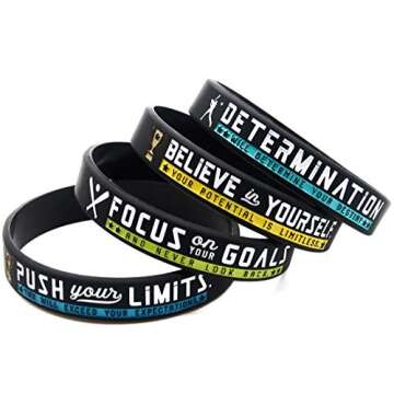 (4-Pack) Baseball Silicone Bracelets with Motivational Sports Quotes - Set of 4 Inspiring Silicone Rubber Wrist Bands - Unisex Baseball Gifts Jewelry Accessories for Men And Women