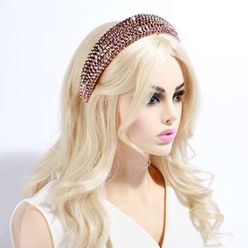 SP SOPHIA COLLECTION Women's Sparkling Crystal Padded Rhinestone Wide Bejeweled Hair Headband Party Hairband Hair Accessories in Rose Gold