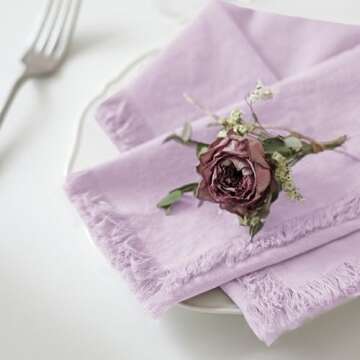 Ayuzawa Handmade Cloth Napkins 100% Cotton Napkins with Fringe，Delicate Handmade Cloth Napkins for...