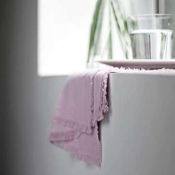 Ayuzawa Handmade Cloth Napkins 100% Cotton Napkins with Fringe，Delicate Handmade Cloth Napkins for Dinners, Parties, Weddings and More，18 x 18 Inch Set of 6 - Pink