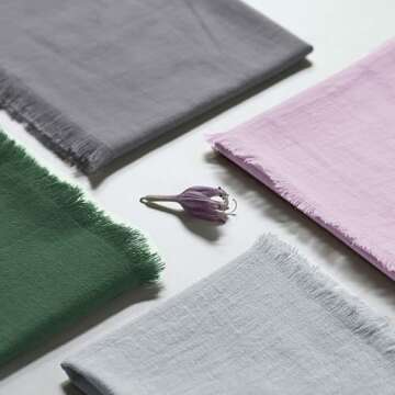 Ayuzawa Handmade Cloth Napkins 100% Cotton Napkins with Fringe，Delicate Handmade Cloth Napkins for Dinners, Parties, Weddings and More，18 x 18 Inch Set of 6 - Pink