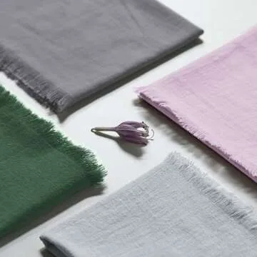 Ayuzawa Handmade Cloth Napkins 100% Cotton Napkins with Fringe，Delicate Handmade Cloth Napkins for Dinners, Parties, Weddings and More，18 x 18 Inch Set of 6 - Pink