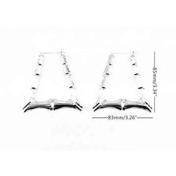 Honbay Silver Bamboo Hoop Earrings - 5 Unique Shapes