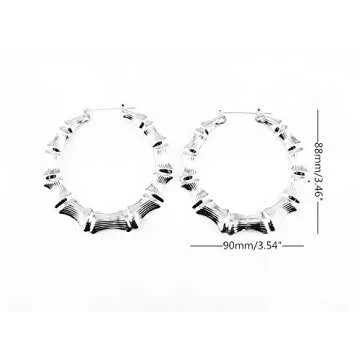 Honbay Silver Bamboo Hoop Earrings - 5 Unique Shapes