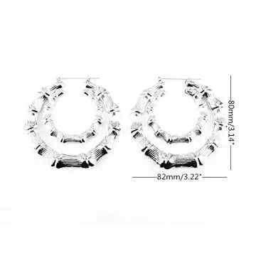 Honbay Silver Bamboo Hoop Earrings - 5 Unique Shapes