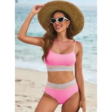Herseas Pink Bikini Set with Adjustable Straps for Comfort