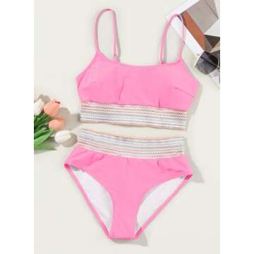 Herseas Pink Bikini Set with Adjustable Straps for Comfort