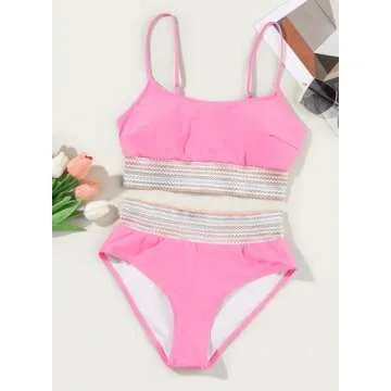 Herseas Pink Bikini Set with Adjustable Straps for Comfort
