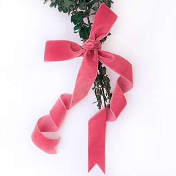 M&J Trimming Swiss Velvet Ribbon - 2" Wide Plush Single Face Woven Velvet Trim for Crafts & Holiday ...