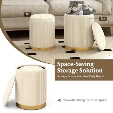 GOFLAME Velvet Storage Ottoman Set - Chic & Versatile