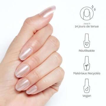 OPI xPRESS/ON Throw Me a Kiss | Pink Shimmer Short Round Press On Nails | With Nail Glue | Long Lasting, Reusable, Non-damaging