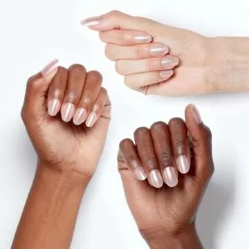 OPI xPRESS/ON Throw Me a Kiss | Pink Shimmer Short Round Press On Nails | With Nail Glue | Long Lasting, Reusable, Non-damaging