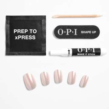 OPI xPRESS/ON Throw Me a Kiss | Pink Shimmer Short Round Press On Nails | With Nail Glue | Long Lasting, Reusable, Non-damaging