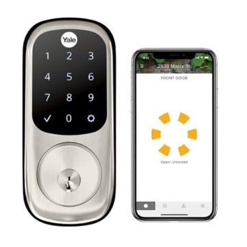 Yale Satin Nickel Assure Lock with Wi-Fi Connected Touchscreen, Smart Entry Door Lock with Digital E...