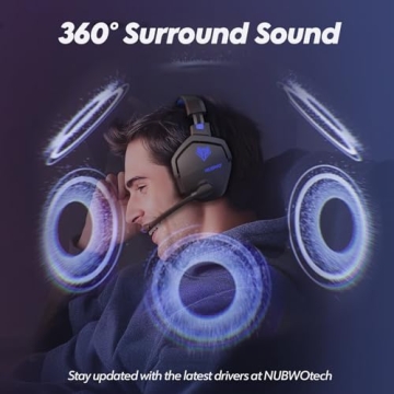 NUBWO Wireless Gaming Headset with Mic for Ps5 Ps4 PC, Zero Interference, 100-Hour Battery All-Day Play, 23ms Sync​ for Fortnite & Call of Duty/FPS Gamers, Triple Mode All Devices Compatible - Blue