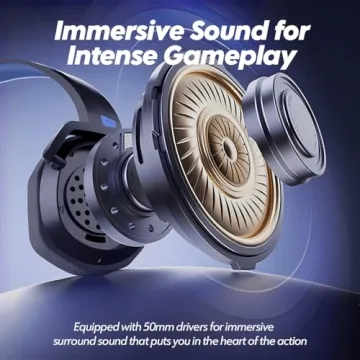 NUBWO Wireless Gaming Headset with Mic for Ps5 Ps4 PC, Zero Interference, 100-Hour Battery All-Day Play, 23ms Sync​ for Fortnite & Call of Duty/FPS Gamers, Triple Mode All Devices Compatible - Blue