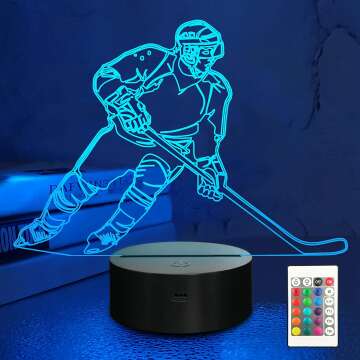Lampeez 3D Hockey Player Night Light - Touch & Remote