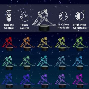 Lampeez 3D Hockey Player Night Light - Touch & Remote