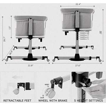 Nordmiex 3 in 1 Baby Crib - Safe Bedside Sleeper
