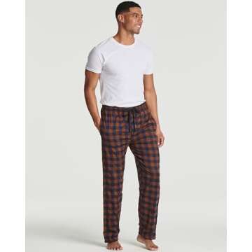 Real Essentials 3 Pack: Mens Pajama Pants Cotton Super Soft Pajamas Men Flannel Bottoms Fleece Buffalo Plaid Pj Gifts Lounge Pants Sleepwear Pijamas Hombres Essentials Woven,Set 8-L