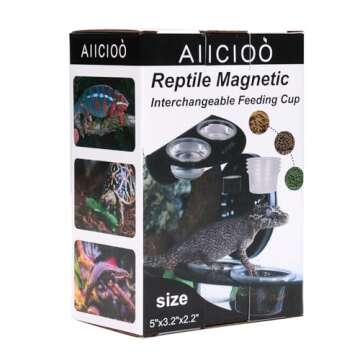 AIICIOO Gecko Feeder Ledge with 6 Pack Plastic Bowls Crested Gecko Food Dish Strong Magnetic Reptile Food Feeder Water Dish for Chameleon Bearded Dragon Tank Accessories