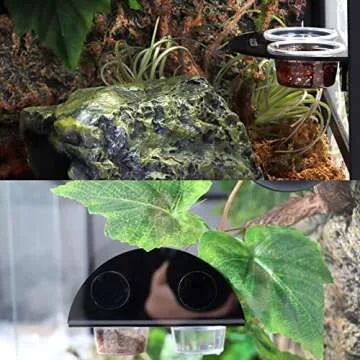 AIICIOO Gecko Feeder Ledge with 6 Pack Plastic Bowls Crested Gecko Food Dish Strong Magnetic Reptile Food Feeder Water Dish for Chameleon Bearded Dragon Tank Accessories